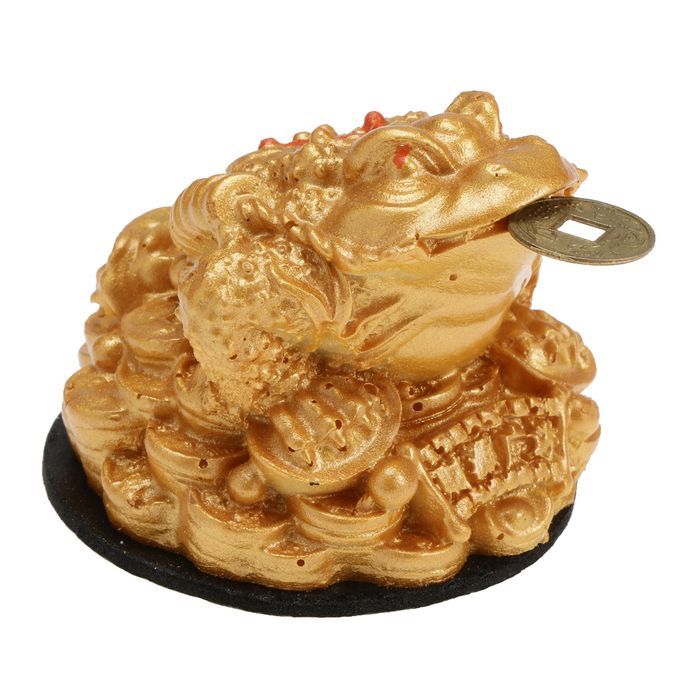 Gold Feng Shui Money Fortune Oriental Chinese I Ching Frog Toad Coin