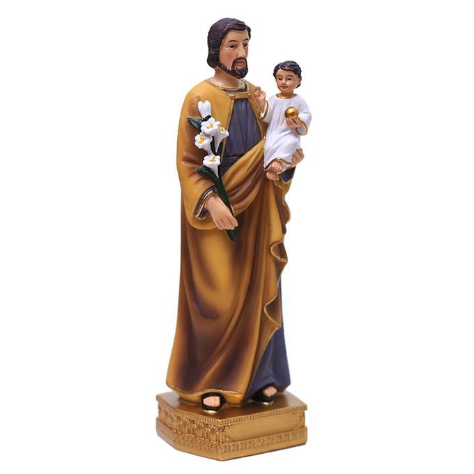 Hand Painted Saint Joseph Carrying Child Jesus Statues Figurines