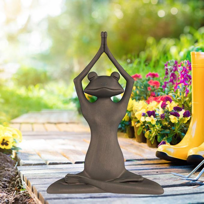 Zen Meditating Frog Figurine Sculpture Collectible Garden Home
