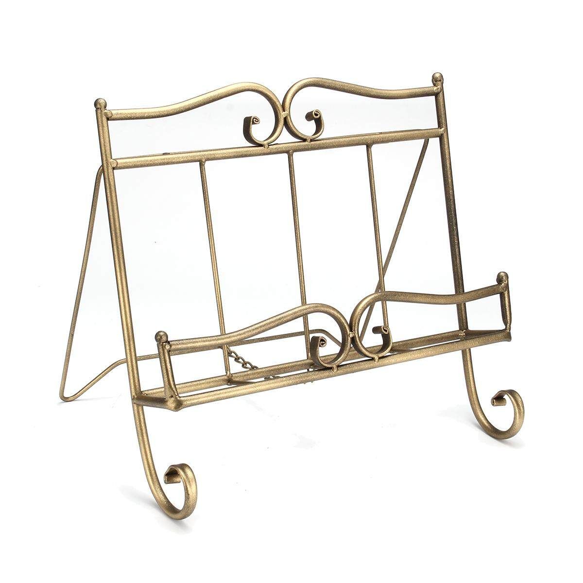 Country Iron Scroll Recipe Holder Book Stand With Metal Weights 36.5cm(W) Bronze Brown