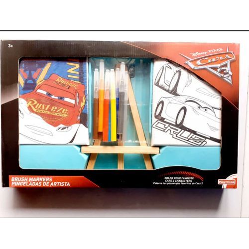 Cartoon Cars Brush Markers Painting Easel For Kids