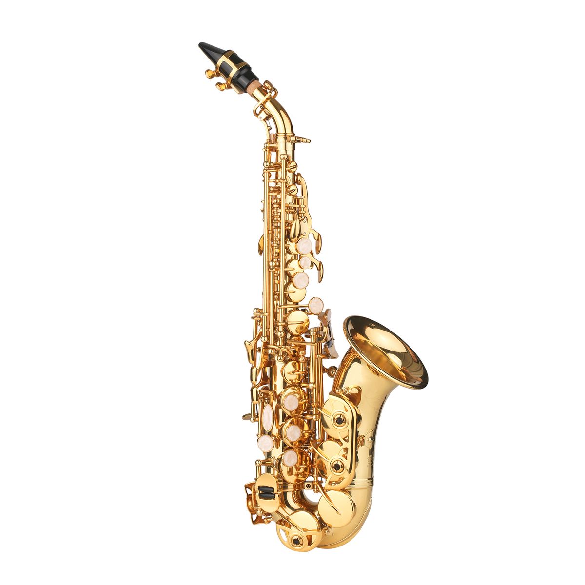 Bb Soprano Saxophone Gold Lacquer Brass Sax With Instrument