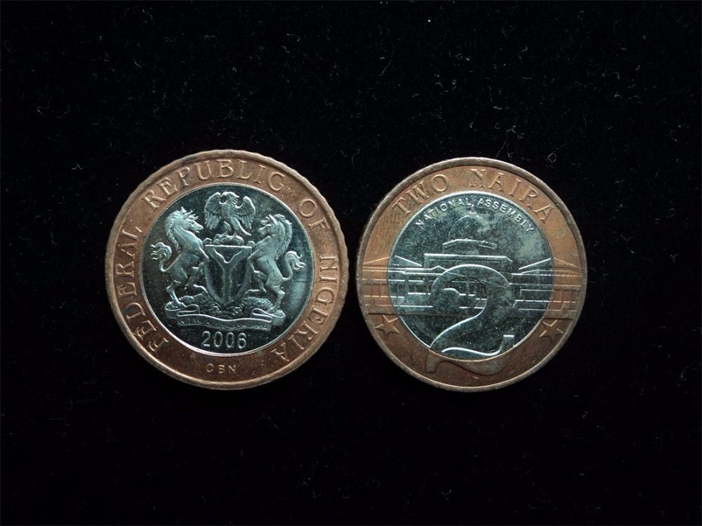 26mm Nigerian 2 Naira Africa Coins Old Infrequent Coin