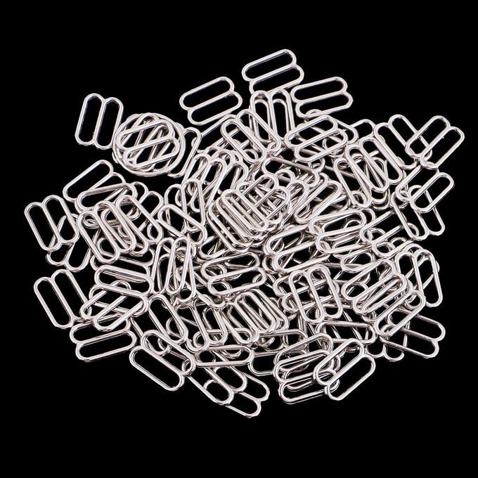 200pcs Silver Metal Bra Strap Adjuster Slider 8/9 Hook Lingerie Sewing