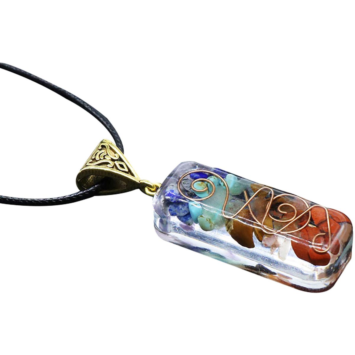 Necklace Exquisite With Natural Stone Agate Energy Pendant