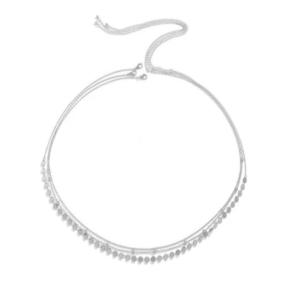 Beads Waist Chain Shimmering Sequin Waist Chain for Performance Silver