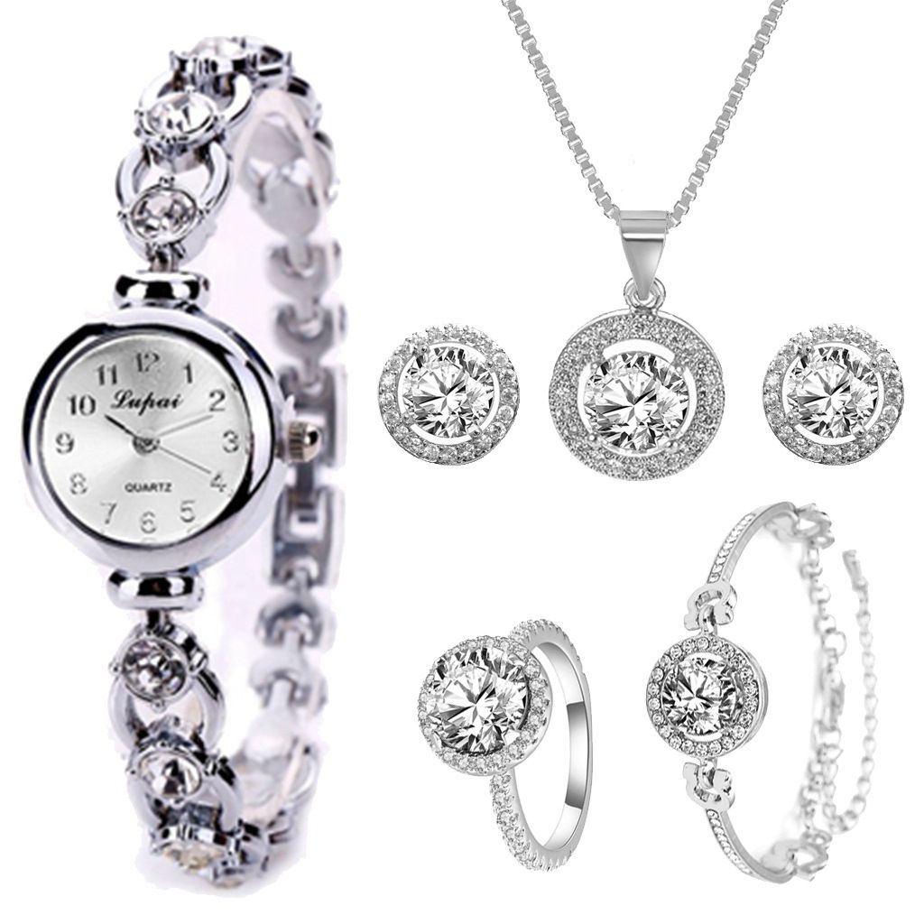 NECKLACE AND EARRING SET + WRIST WATCH, BRACELET, RING