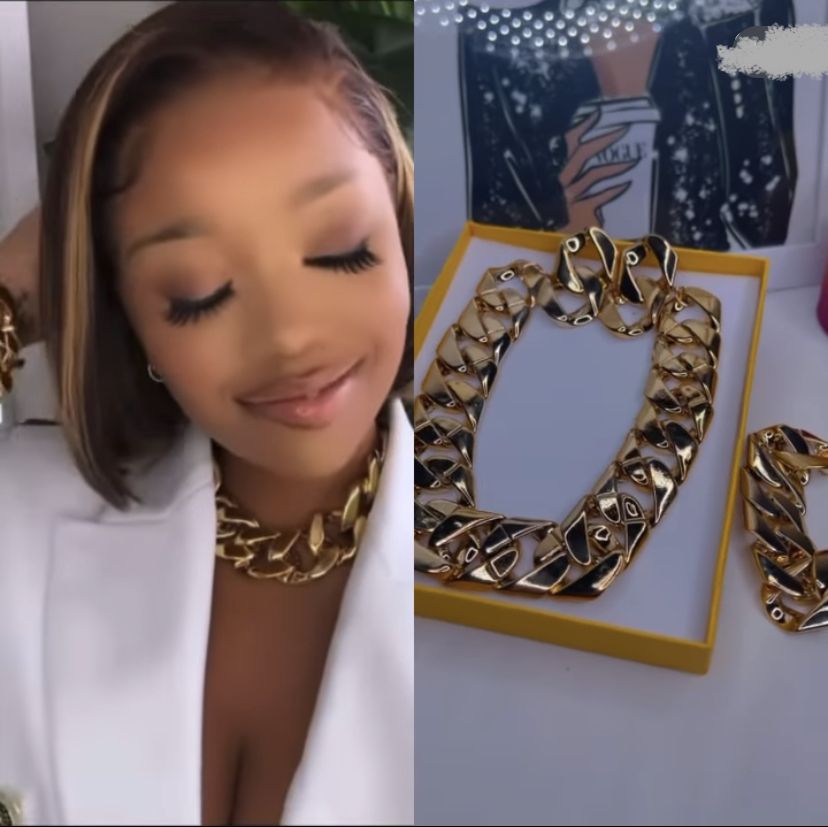 LUXURY CUBAN CHOKER NECKLACE,BRACELET SET