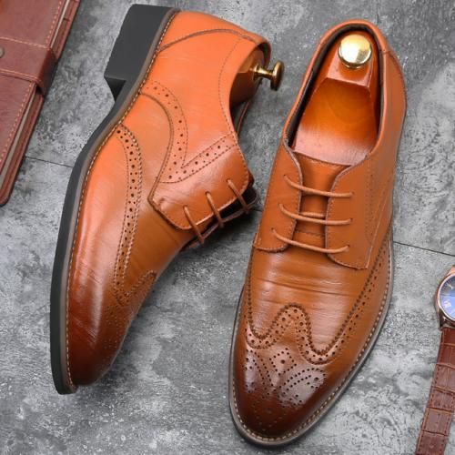 England Bullock Brogue Dress Shoes Upto Size 48 - Brown