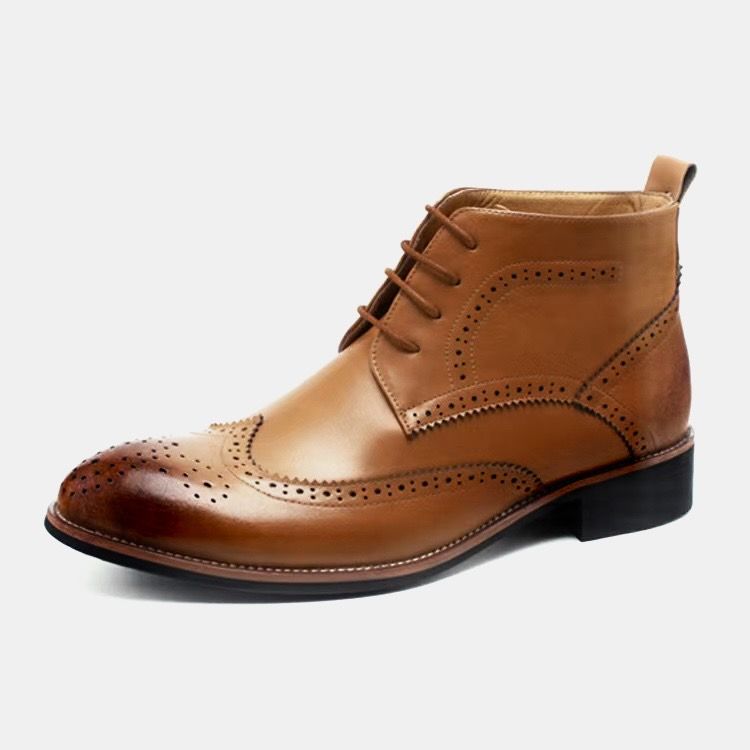 Ankle Bullock Brogue Shoes- Light Brown