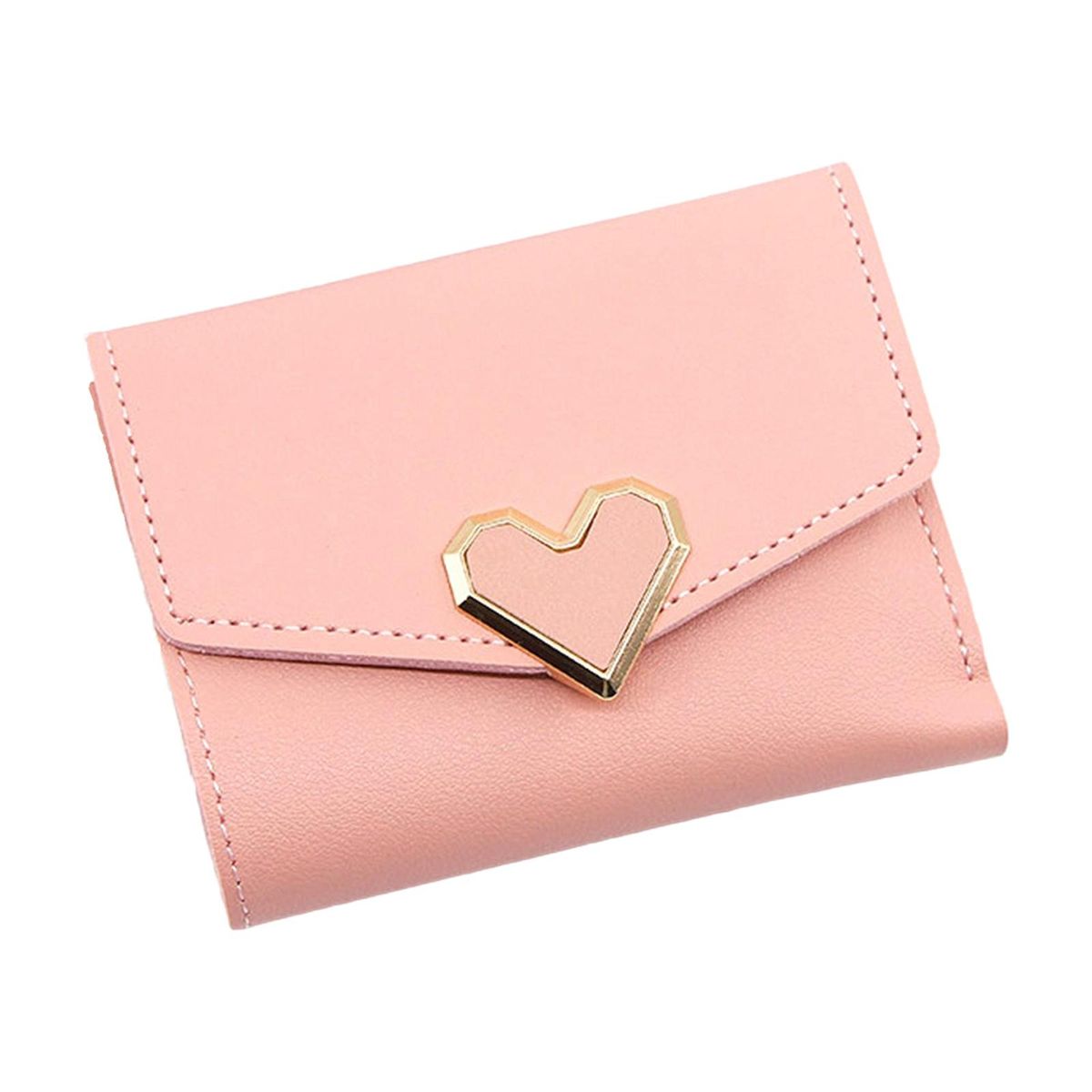 Women's  Purse Ladies Compact Leather Foldable Short Pink