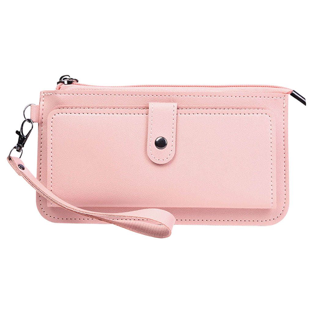 Women Long Wallet PU Leather Credit Card Holder Coin Pink