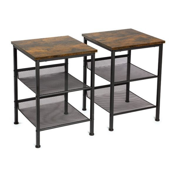 SET OF 2 SIDE TABLES NIGHTSTAND EASY ASSEMBLY