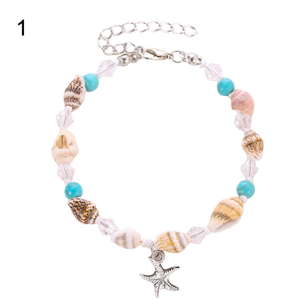 Boho Women Shell Beads Starfish Anklet Beach Sandals-