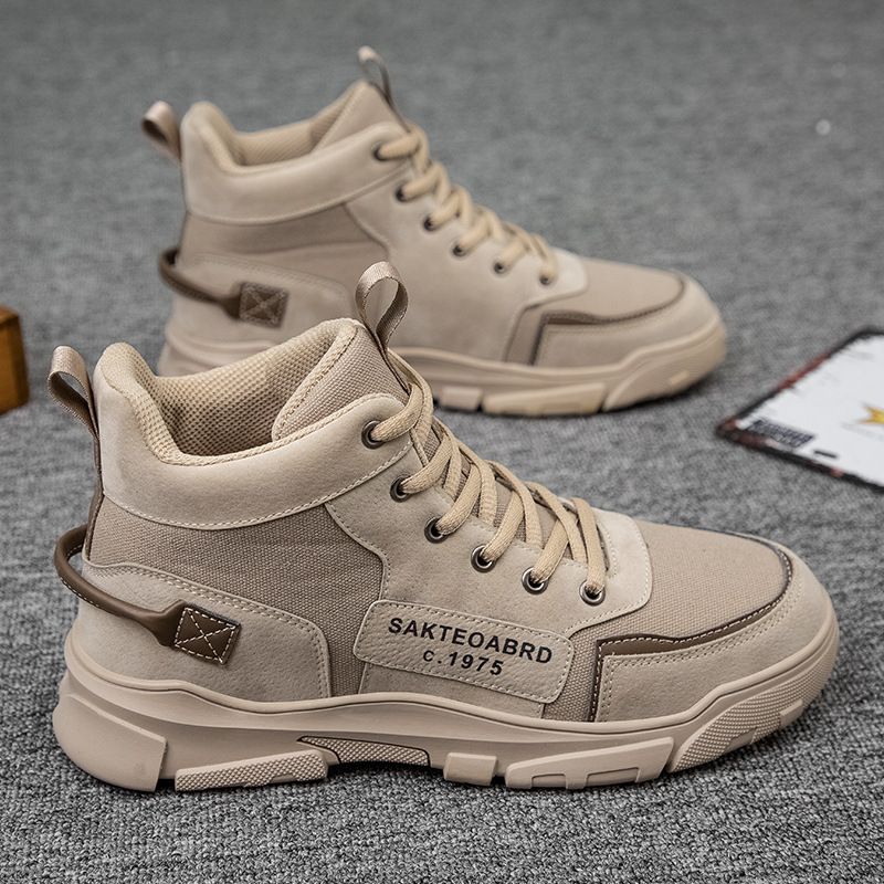 Martin Boots Men's Tooling All-match High-top Shoes-beige