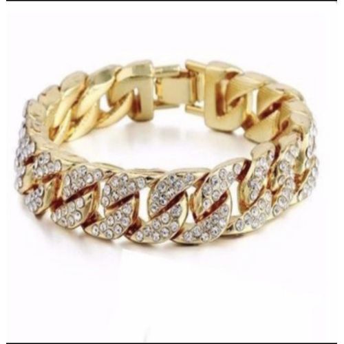 Gold Iced Out Cuban Curb Hand Chain