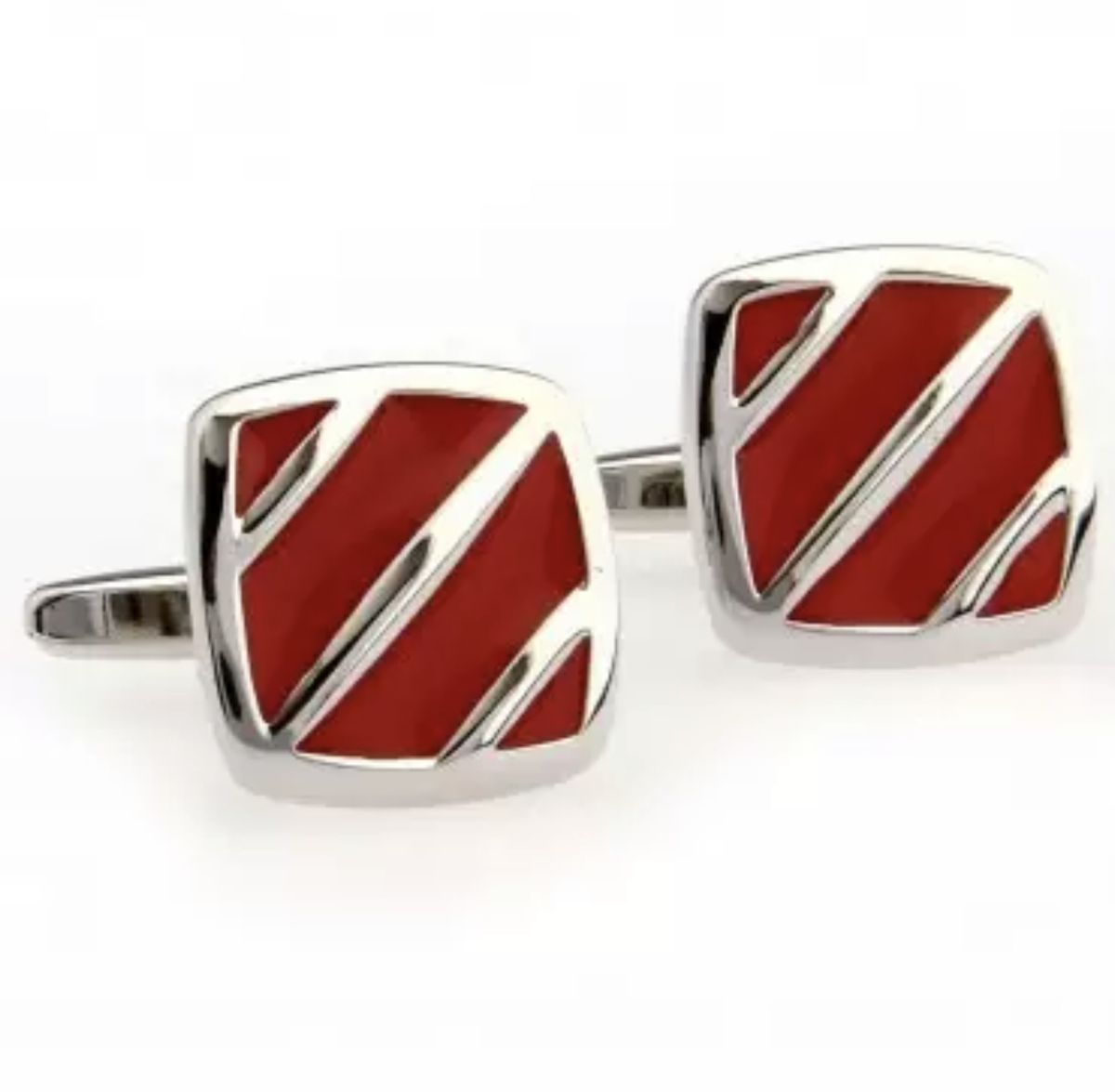 Men's Red Stripe Design Cufflinks