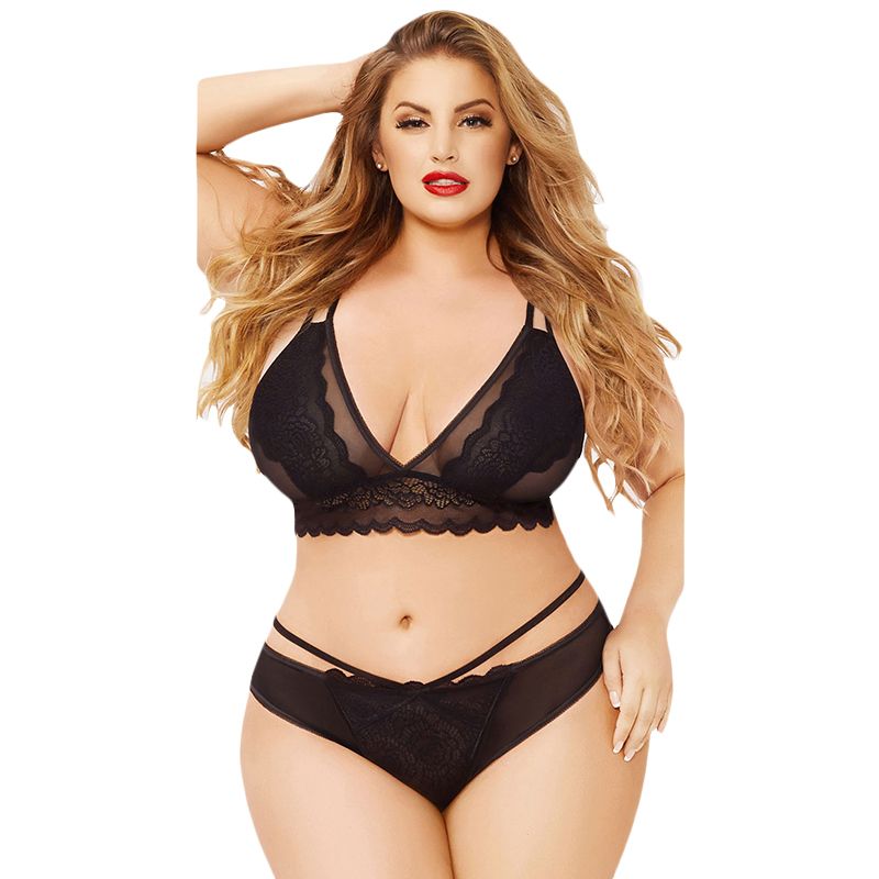 Women Plus Size Lace Sexy Lingerie Push Up Bra Thongs Suit