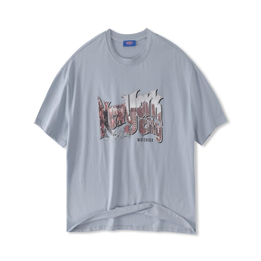 W22_124t Trendy Personalized Loose Round Neck Printed Short Sleeve T-Shirt S-XL