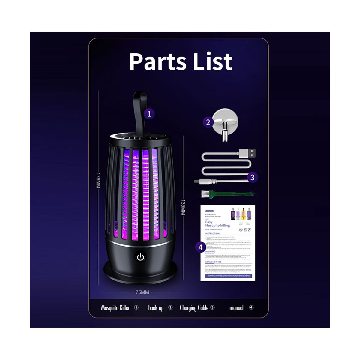 Electric Mosquito Killer Lamp Mosquito Repellent Rechargeabl