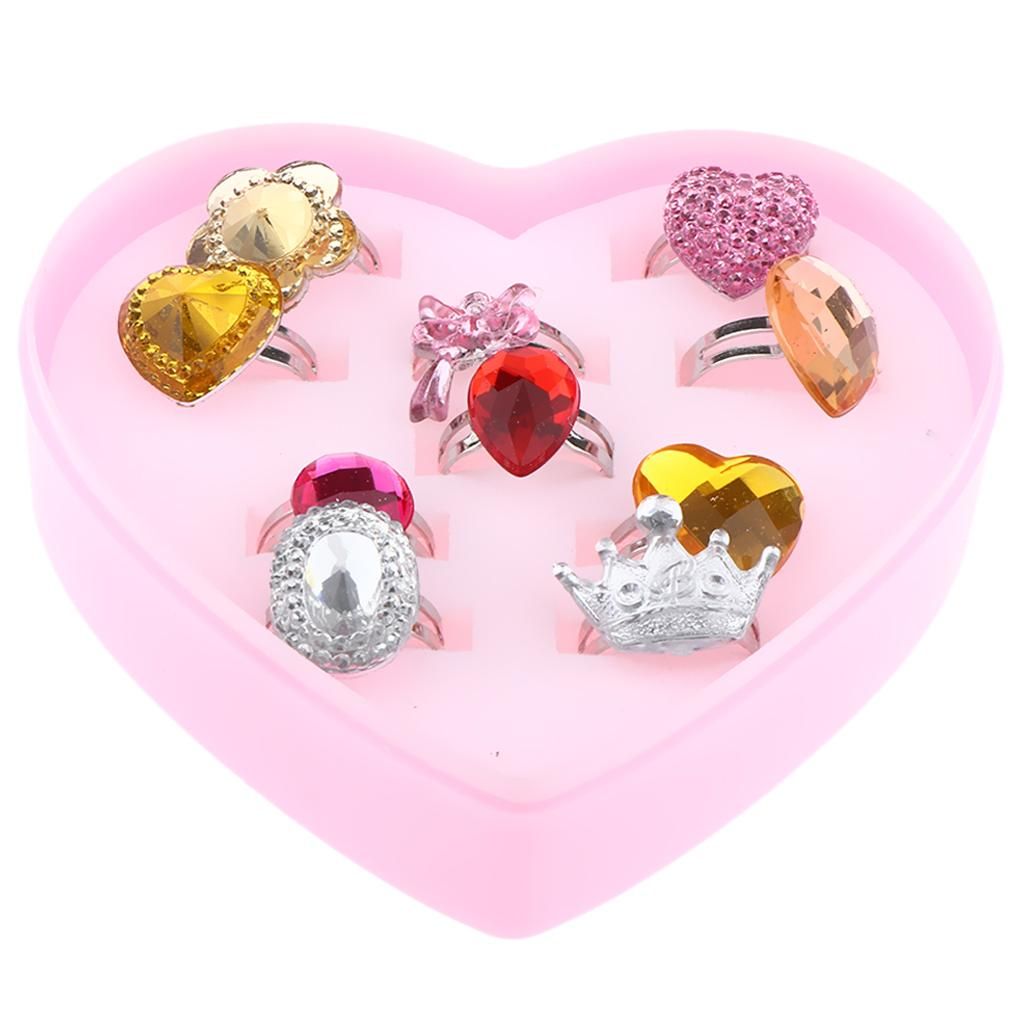10 Pieces Of Rings With Storage Box For Girls