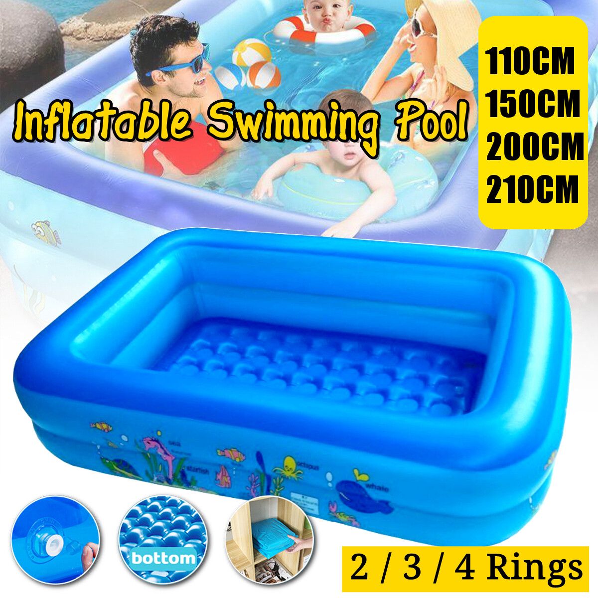 110/150/200cm 2/3/4 Layer Inflatable Swimming Pool For Kids And Family Big Size Pool Bathing Tub Outdoor Indoor 4 Layer 150cm