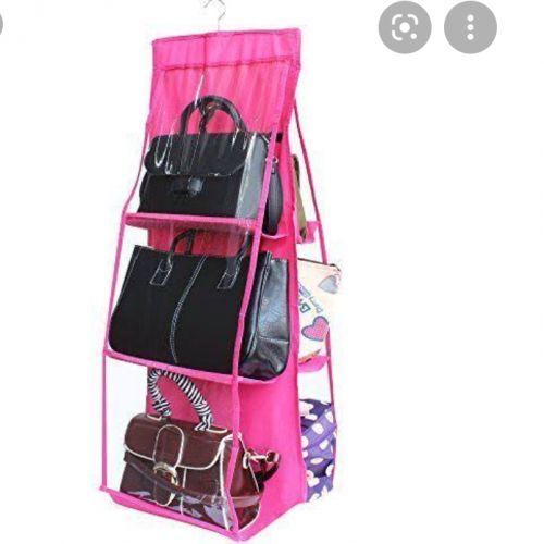 6 Pocket Hanging Handbag Purse Storage Organiser