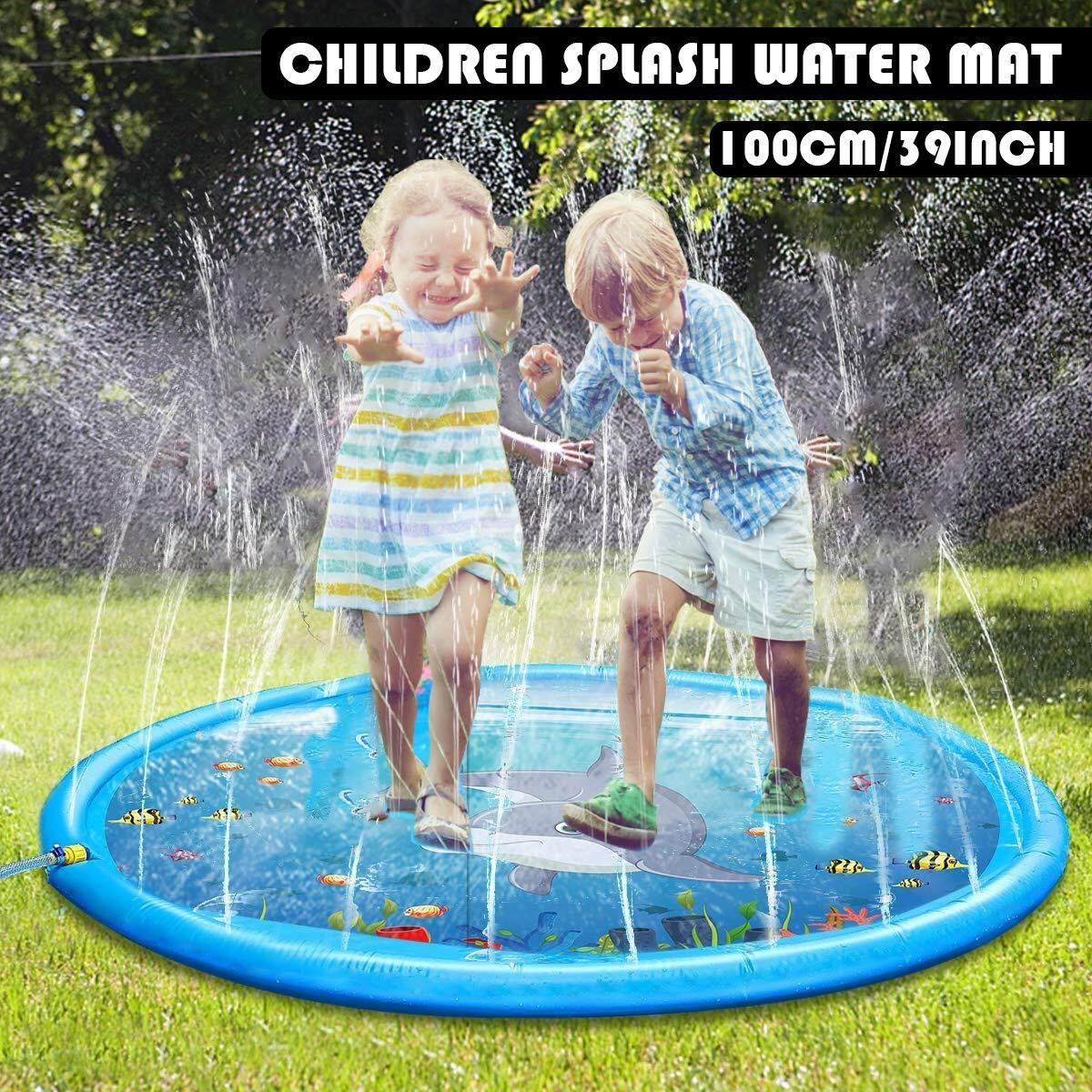 100cm Inflatable Spray Splash Water Mat Kid Pad Outdoor Pool Beach Lawn Play Toy
