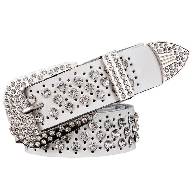 Fashion Strap Diamond Belt Western Crystal Studded Belt Cowgirl Cowboy Rhinestone Belt For Women And Men(#Style C9)