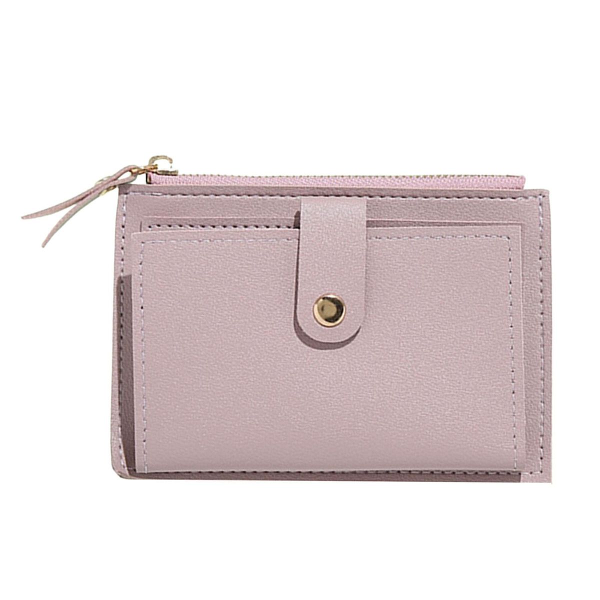 Mini Coin Purse Small Size Fine Texture Short Wallet Light Purple