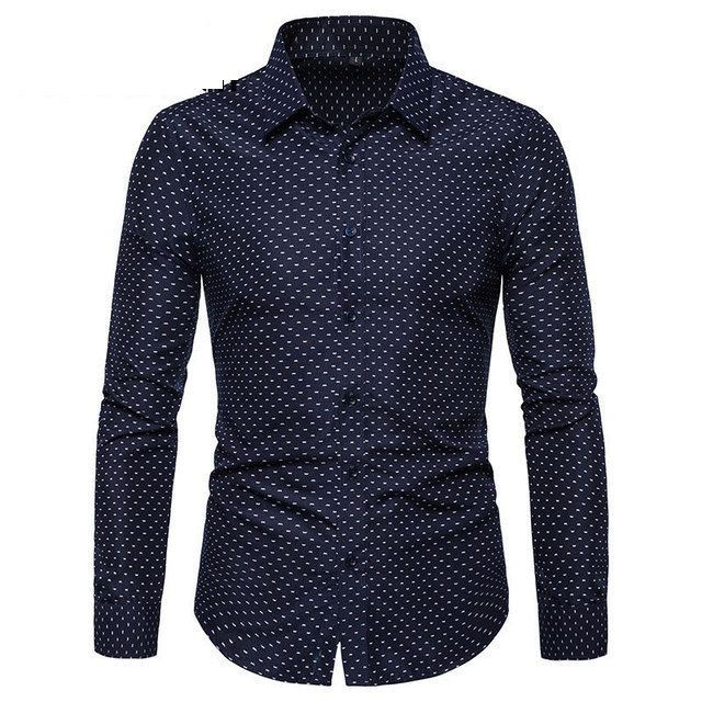 Men's Corporate Quality Formal Slim Fit Long Sleeve Pattern Design Vintage Shirt