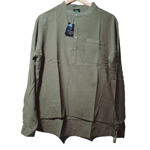 Men Casual Summer Linen Long Sleeves Shirts- Mint Green