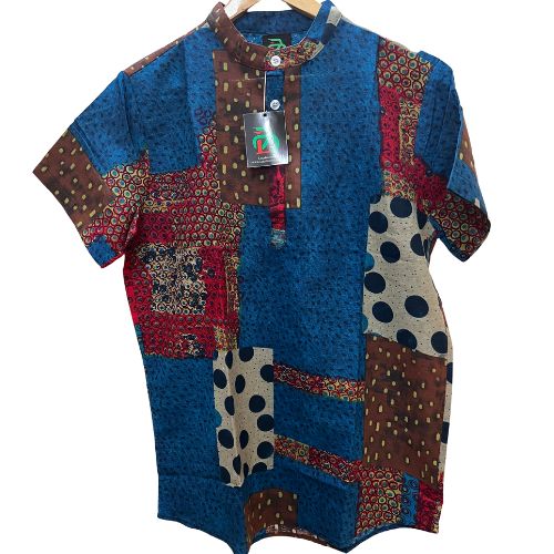 Men Floral Casual Summer Beach Short Sleeves Shirts-Blue