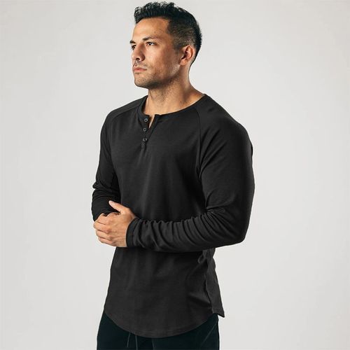 Men's Slim Fit V Neck Long Sleeve Muscle Tee T-shirt Casual Tops