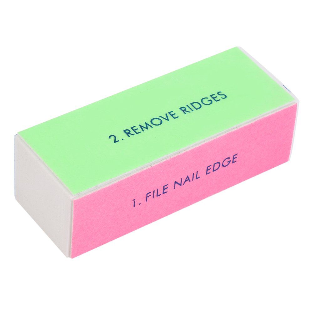 Women Acrylic Nail Art Tips Buffer Buffing Sanding Block 4 Way File Salon-white