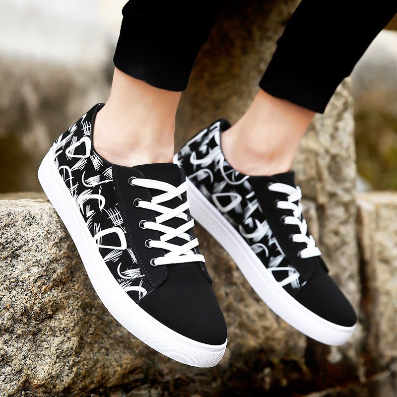 Mens Casual Board Shoes Running Sneakers - Black