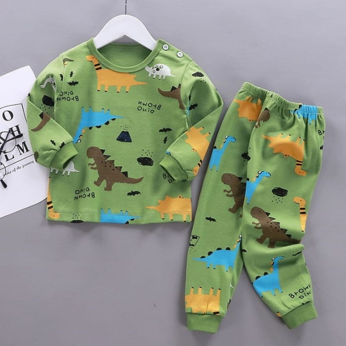 Unisex Dinosaur Army Green Pyjamas/Casual Set