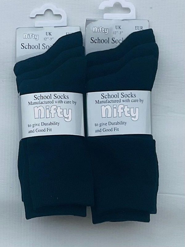 3-in-1 Plain Colored Socks - Navy Blue X 2QTY
