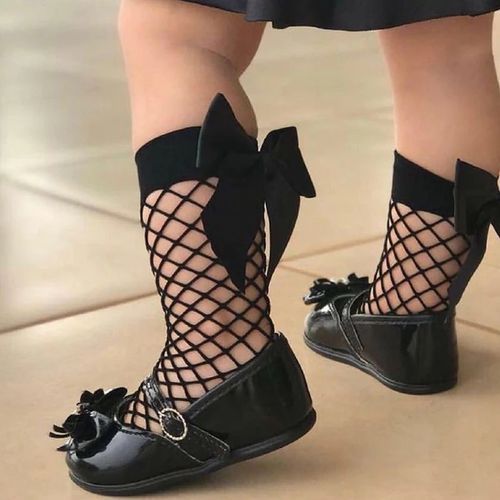 Girls Fishnet Socks With Bow