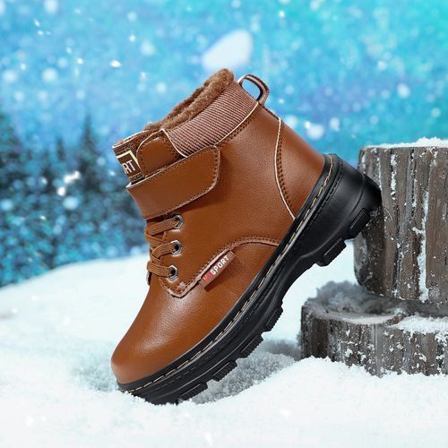 Children's Non-slip Plush Lining Warm Martin Boots Snow Boots-Brown