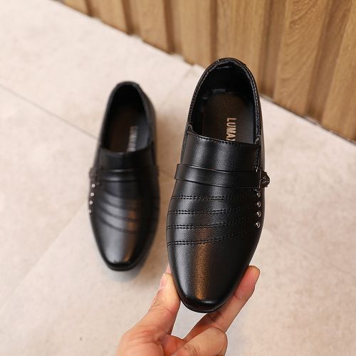 British Style Boy Leather Shoes Children Dress Fashion Catwalk Show Shoes Black