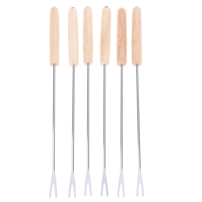 6Pcs Stainless Steel BBQ Grilling Skewers Forks For Outdoor Picnic