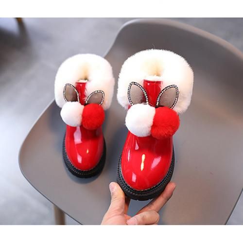Kids Boys And Girls Quality Shoe Fur Boot-Red