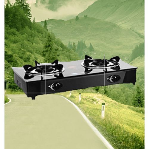 Table Top Gas Cooker With Glass - Top  2-Burner Black