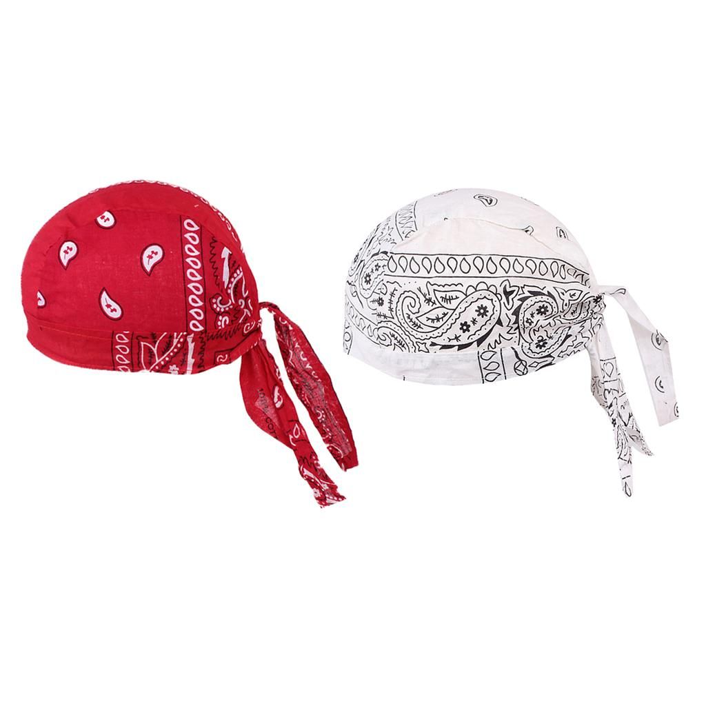 Skull Cap  Head Scarf  Bandana Turban Red   White