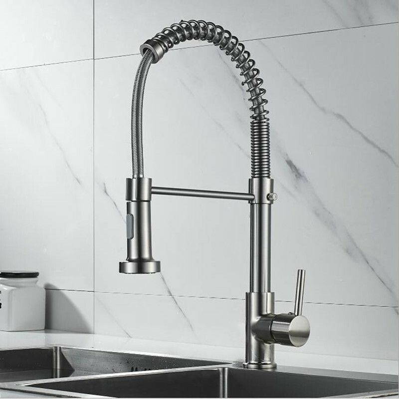 Spring Pullout BrMatte Black Kitchen Faucet Cold Water Mixer Tap Faucets