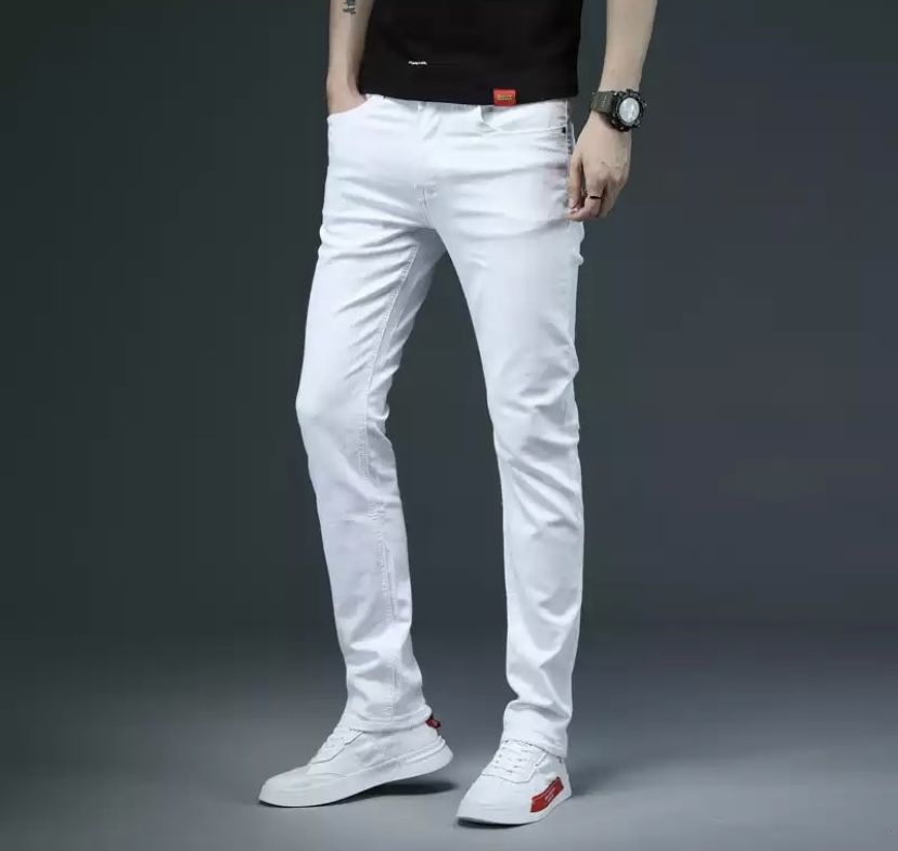 Slim Custom Men's Stretchy White Jeans