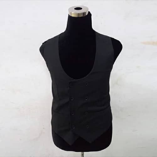 Double Breasted Waistcoat With Back Buckle  - BLACK