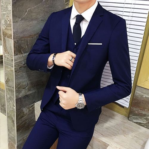 Men 3-piece Professional Suit Man Wedding Work Set  Jacket+waistcoat+trousers