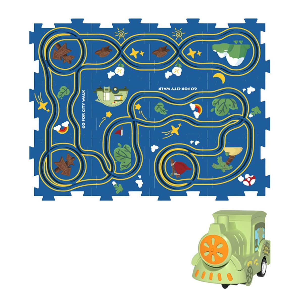 Durable Toy Train Set Electric Trolley Puzzle Track Set for Kids Green